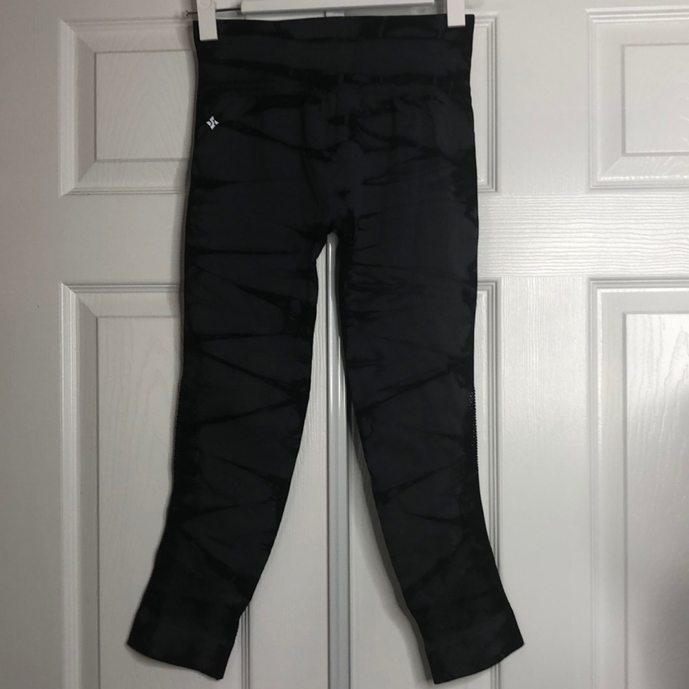 Nux Leggings Black Gray Leggings Netted Crop Athletic L
